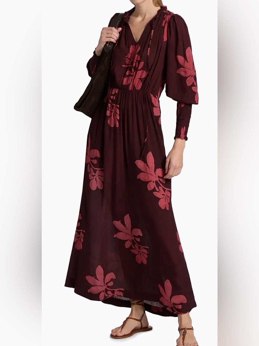 Elisamama NWT Teniola Printed Long-Sleeve Maxi Dress Red Floral Women’s Size XL